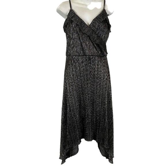 Rachel Rachel Roy Womens Silver Crinkle Asymmetrical Cocktail Party Dress sz M - Picture 1 of 16